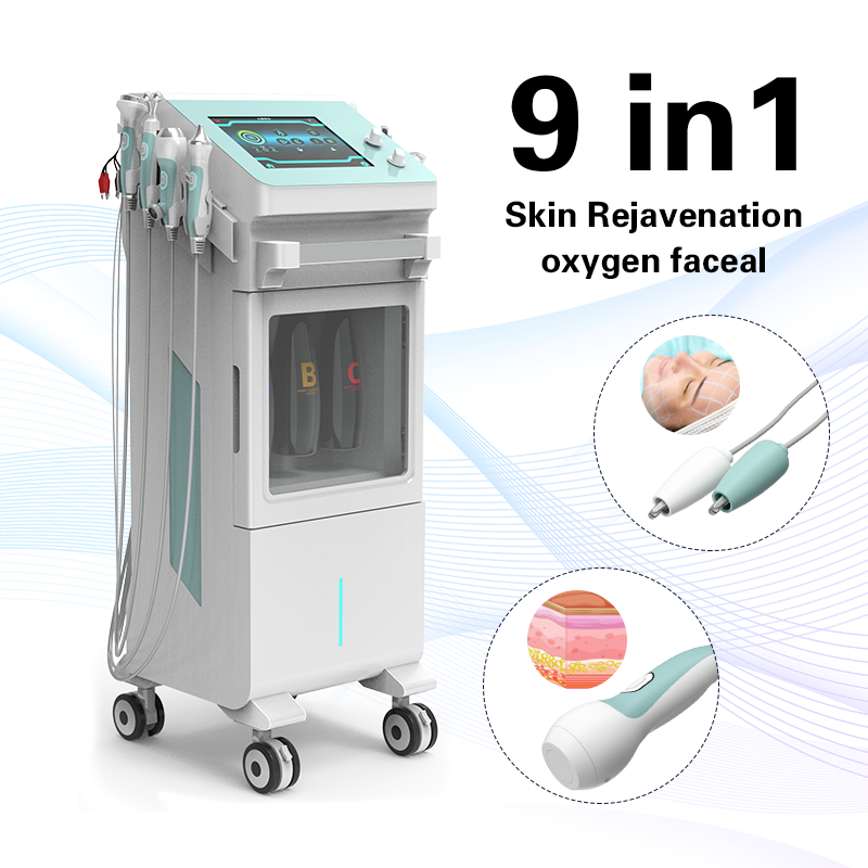 koopotech CGK-SA003 Hydro Oxygen Bubble Facial Beauty Machine 9In1 Multifunction Standing Aquafacial Gerat Skin Hydro Cleaning Beauty Device