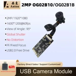 2MP Global Shutter Camera Module OG02B10 90fps Monochrome Color High Speed USB2.0 Webcam 95° Wide Angle UVC Industrial Capture