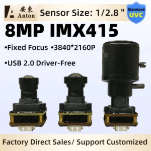 8MP IMX415 Color USB2.0 IP Camera Module 30fps FF AF with 2.2/3.24/6-22mm Zoom Lens OTG UVC Plug & Play Webcam Document Shooting