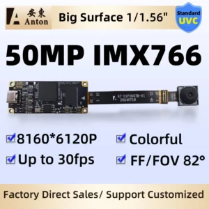 IMX766 50MP USB2.0 Camera Module FF No Distortion 8160x6120 82 Degree Webcam Type-c/5Pin FPC Cable Free Drive